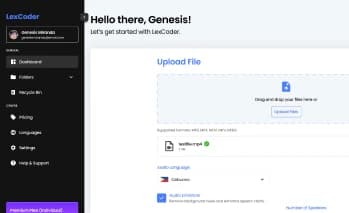 Lexcoder dashboard